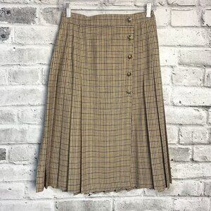 Vintage Pleated Micro Plaid Wrap Skirt New